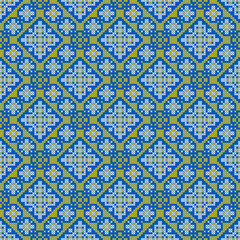 Vector illustration of Ukrainian ornament in ethnic style, identity, vyshyvanka, embroidery for print clothes, websites, banners. Background. Geometric design, border, copy space, frame