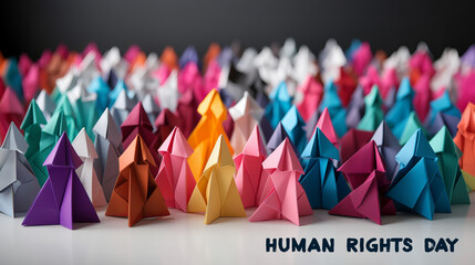 Human Rights Day Poster in Origami Style - obrazy, fototapety, plakaty