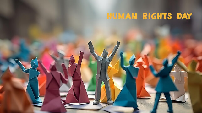 Human Rights Day Poster in Origami Style