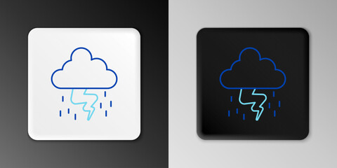 Line Storm icon isolated on grey background. Cloud and lightning sign. Weather icon of storm. Colorful outline concept. Vector