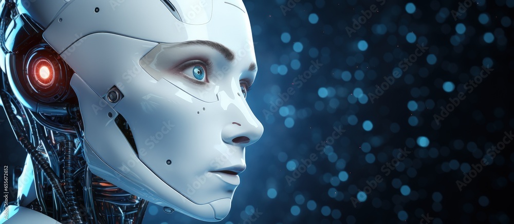 Aufkleber white paper on robot with copyspace for text