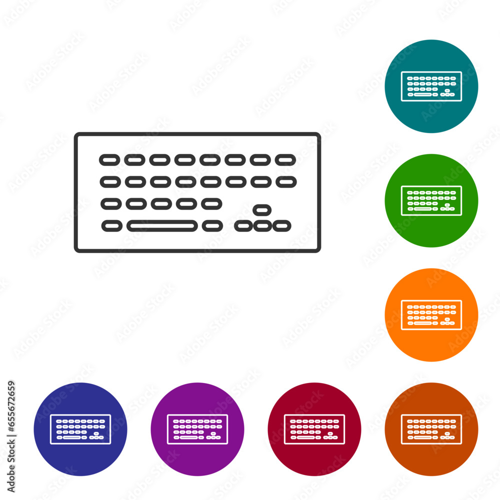 Poster black line computer keyboard icon isolated on white background. pc component sign. set icons in colo
