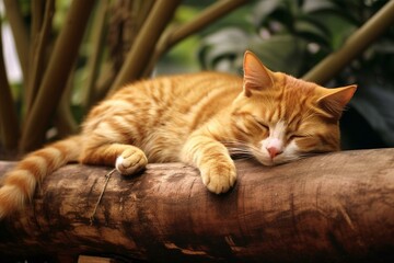 a feline resting outdoors. Generative AI
