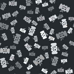 Grey Pumpkin icon isolated seamless pattern on black background. Happy Halloween party. Vector