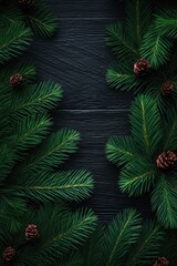Festive Christmas New Year background pine branches. Holiday Christmas tree branches. Winter fir