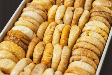 Box with figs. Dried fruits