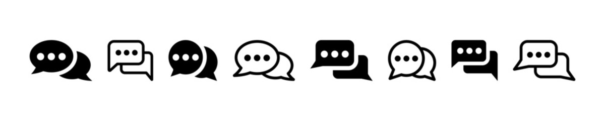Set of chat or message vector symbols. Dialog or talk signs. Black speech bubbles icons.