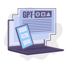 chat gpt on laptop  illustration