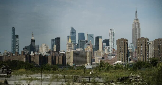 New York City Skyline with Vacant Brooklyn Lot in Foreground