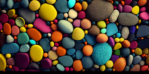 Fototapeta na wymiar colorful pebbles texture, mosaic background. Generative Ai.