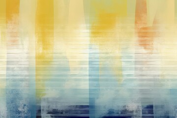 An abstract painting with a vibrant yellow and blue color scheme - obrazy, fototapety, plakaty