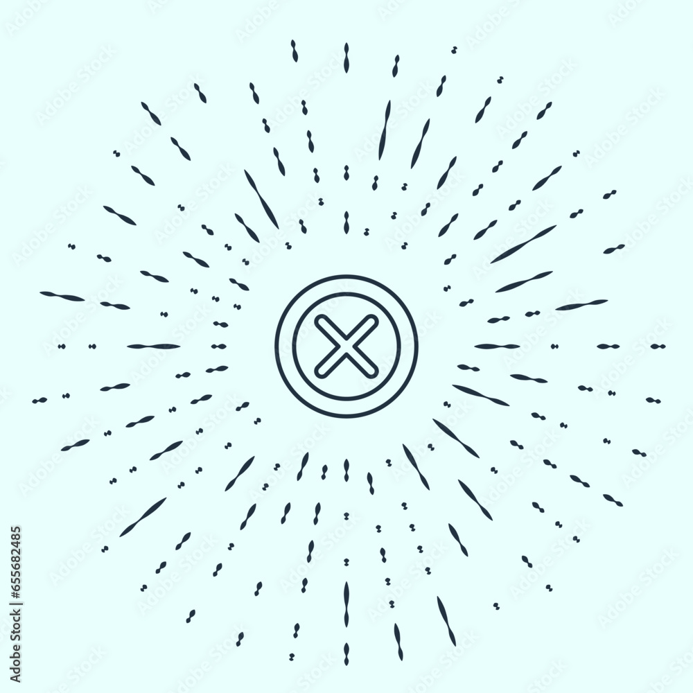 Poster black line x mark, cross in circle icon isolated on grey background. check cross mark icon. abstract