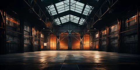 Foto op Plexiglas Empty large factory building with old brick walls © AdibaZR