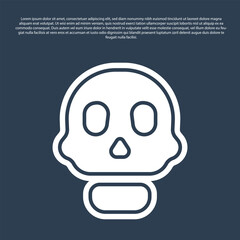 Blue line Skull icon isolated on blue background. Happy Halloween party. Vector