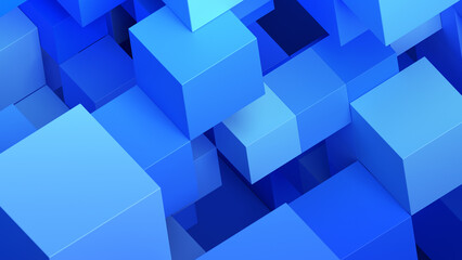 Abstract 3d render, blue geometric background, minimalist design