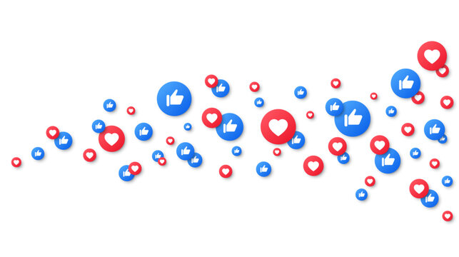 Social media background. Brunch of like and thumb up buttons. Vector EPS 10