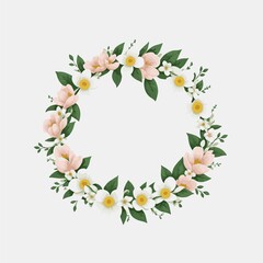 Elegant floral wreath icon , vector, clean line, white background