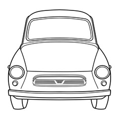 Classic retro coupe car of 50s, 60s. Car as jalopy. Side view. Outline doodle vector illustration. Automotive concept in vintage sketch style	
