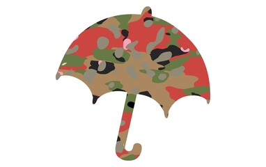 Illustration of a camouflage umbrella on a white background