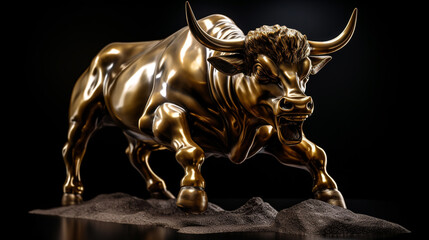 3D Render illustration of golden bull