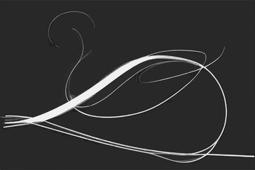 Abstract Continuous One Line Drawing . Hand-drawn Vector One Line Style Drawing white Sketch on black Background.