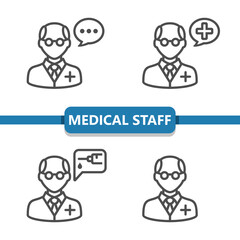 Medical Staff Icons. Doctor, Pharmacist, Dentist, Doctors Vector Icon