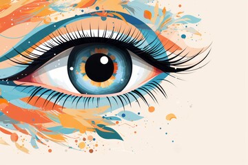 A minimalist abstract eye background featuring a single, intricate eye with a geometric, kaleidoscopic pattern in soft pastel shades.