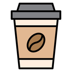 Illustration of Coffee Paper Cup design Outline Filled Icon