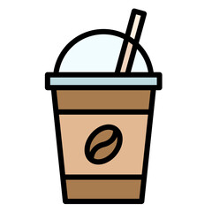 Illustration of Coffee Paper Cup design Outline Filled Icon