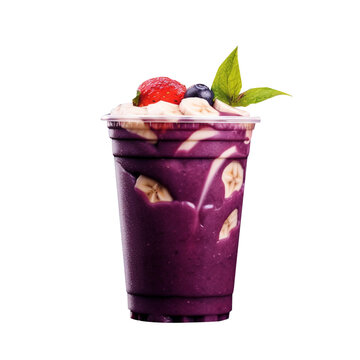 A&Ccedil;A&Iacute; BONITO COPO COM BANANA E MORANGOS 