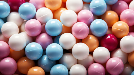 Pastel colored balls background. Abstract cute backdrop. Generative AI