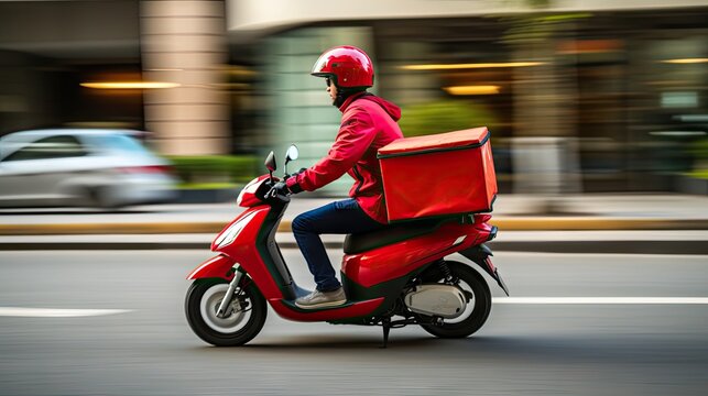 Scooter driver delivering food