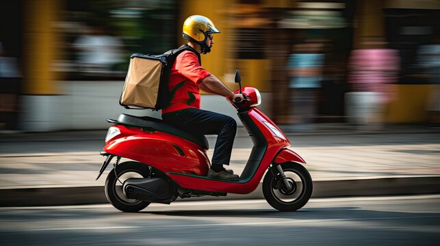 Scooter driver delivering food