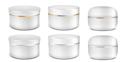 White plastic realistic jar for cosmetic. Mockups,templates isolated on transparent background
