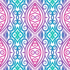 Seamless colourful batik ethnic dayak aztec Kalimantan pattern for background textile garment
