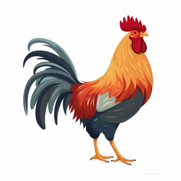 Cartoon rooster illustration, AI generated Image