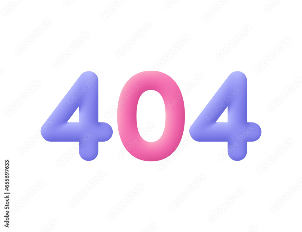 Poster error 404 numbers, page not found. 3d vector icon. cartoon minimal style.