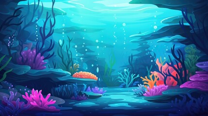 Underwater cartoon background, AI generated Image