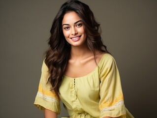 Fototapeta premium An Indian beauty gracefully showcasing the latest summer collection in a brand photoshoot