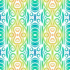 Seamless colourful batik ethnic dayak aztec Kalimantan pattern for background textile garment