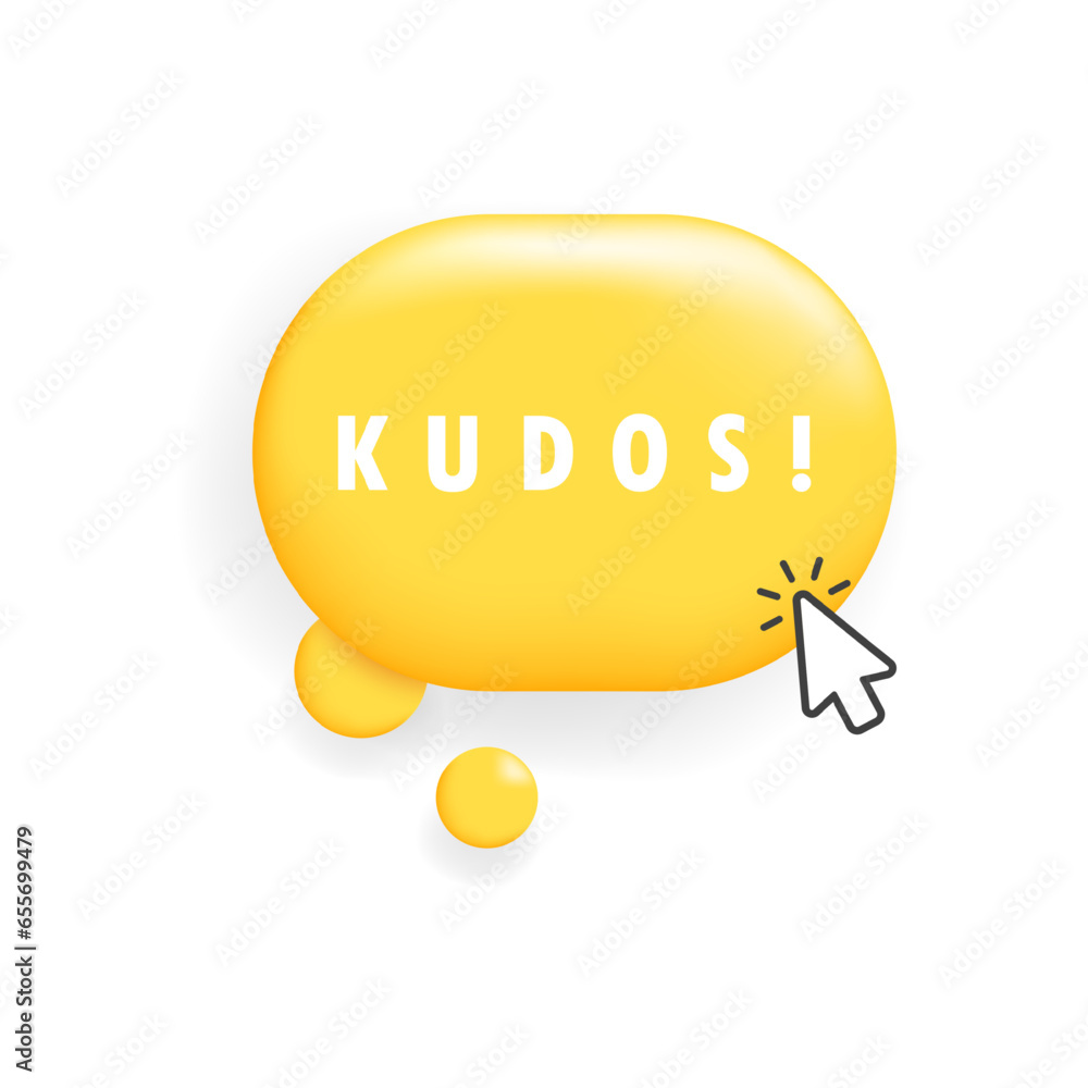 Poster kudos button. flat, yellow, cursor on button, kudos button. vector icon