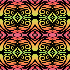 Seamless colourful batik ethnic dayak aztec Kalimantan pattern for background textile garment