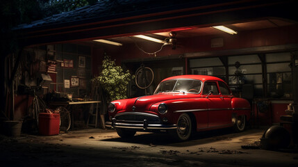 Fototapeta premium red car in night
