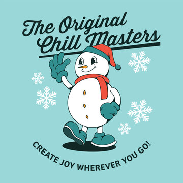 SNOWMAN RETRO MASCOT CARTOON ILLUSTRATION