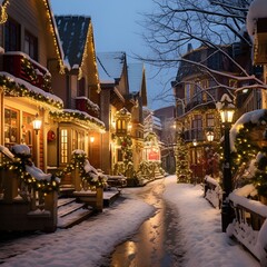 Fototapeta premium christmas decorated street 