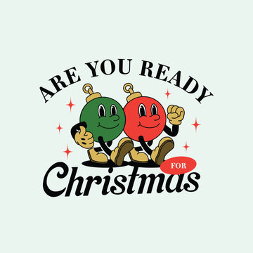 CHRISTMAS RETRO MASCOT CARTOON ILLUSTRATION