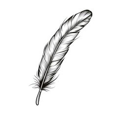 Hand drawn feathers, black and white, AI generated Image
