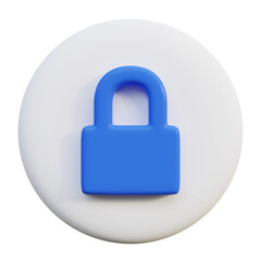Lock 3D Icon on white circle.