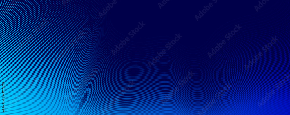 Poster blue lines in 3d perspective vector abstract background, dynamic linear minimal design, wave lied pa