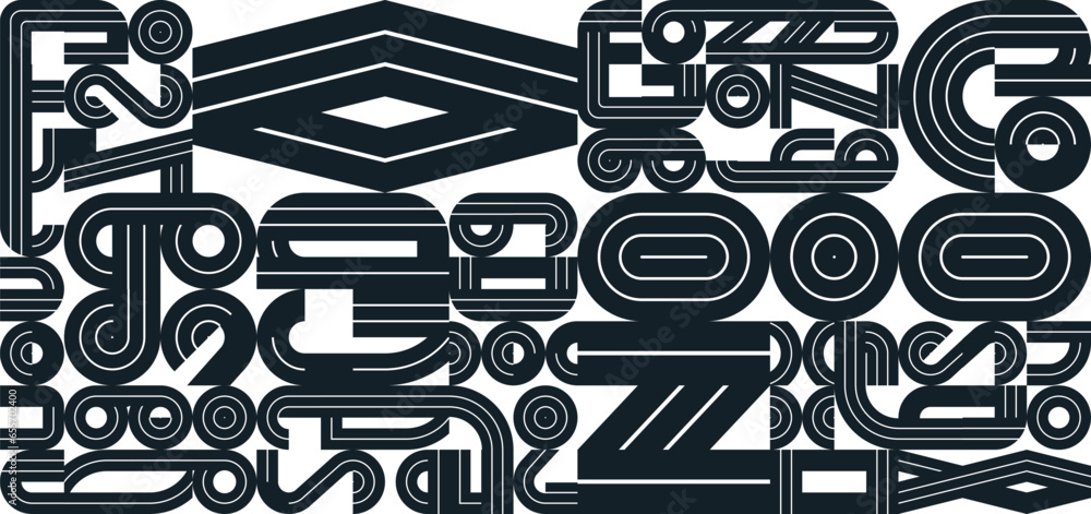 Poster seamless pattern with geometric elements vector trendy design, black and white typography parts tili